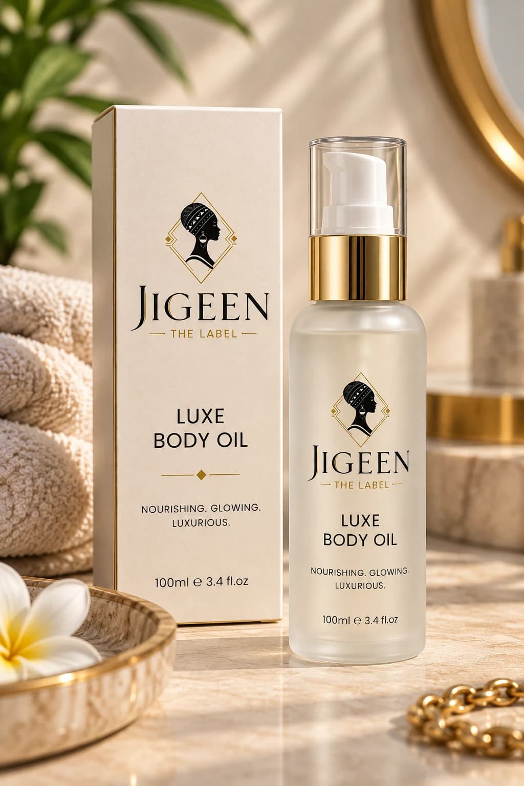 Luxe Body Oil bottle and box